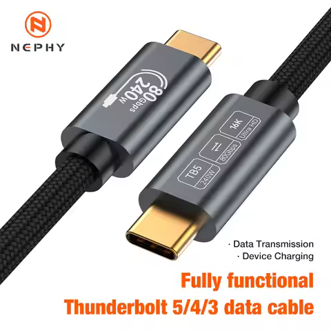 Thunderbolt 5 Cable Type C 80Gbps USB4 Gen4 USB C to C 240W Fast Charge Cable 16K Thunderbolt 4 40Gb