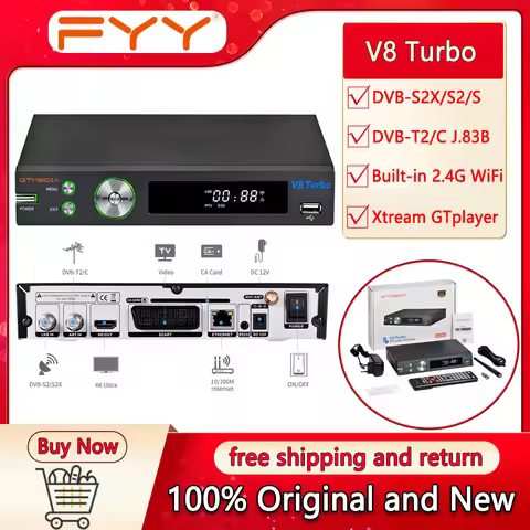 GTMEDIA V8 Turbo DVB-S2X/T2/C Satellite TV Receiver Receptor 1080P Digital Decoder Tuner M3U H.265 H
