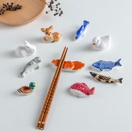 Japanese Style Chopstick Holder Ceramic Chopsticks Spoon Holder Creative Animal Shape Set Cute Chopstick Holder Chopstick Holder Set