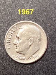 【1967】 【錯體】美元 硬幣 10仙（1/4元） US$0.25 (10 cents / one DIME)