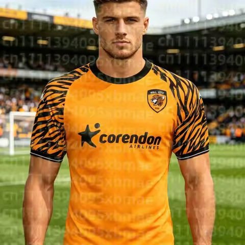 2026 Hull City Orange Tiger Stripe Jersey Corendon Airlines Sponsor EFL Championship Football Shirt 