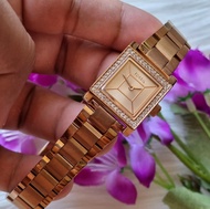 Fossil BQ3715 Edan Two-Hand Watch with Crystal Glitz Bezel in Rose Gold Stainless Steel Bracelet - L