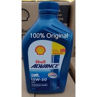 100% Original Shell Advance 4T Motorcycle Engine Oil AX7 15W50 (SYNTHETIC BASED)