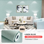 3D Wall Sticker PE Foam Waterproof Anti-collision Self-adhesive 2.8M/Roll Thicken Linen Wallpaper