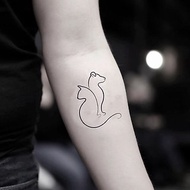 OhMyTat 貓與狗 Cat and Dog 刺青圖案紋身貼紙 (2 張)