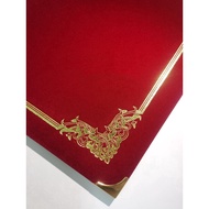 Velvet A4 Cert Holder with Stamping Frame / A4 Velvet Folder Hot Stamping Frame
