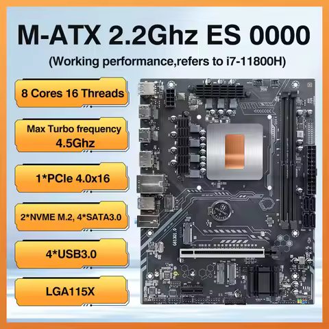 Desktop PC Motherboard CPU Set 2.2Ghz ES 0000(Refer to Kit i7 11800H)DDR4 Dual RAM PCIe4.0x16 2*NVME