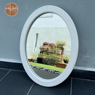 Wooden frame oval shape mirror  | Mirror wall | Cermin dinding hiasan ruang tamu | Cermin |镜子