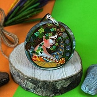 Ivy by Alphonse Mucha on dainty necklace. Gorgeous handmade jewelry for summer