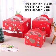 (Unit) Christmas Birthday Cake Tart Box Christmas 4/s 6/s 8 inches + base - Cardboard Box Sponge Cak