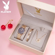 [ 100% ของแท้ ] PLAYBOY ชุดเครื่องประดับสตรี กันน้ำ กำไลข้อมือ นาฬิกาผู้หญิง สร้อยคอ เครื่องประดับครบเซ็ต