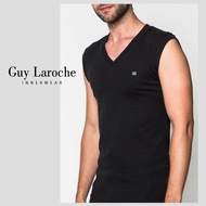 Guy Laroche  เสื้อยืดชาย (คอวีแขนกุดสีดำ) BODY FIT (JVS2423BL)