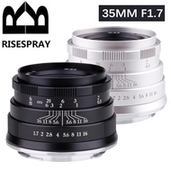 Risespray 35mm F1.7 Large Aperture Manual Focus Mirrorless Camera Portrait Lens For Fuji Macro4/3 Lens