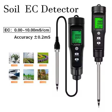 2 in 1 Soil EC/Temp Detector Handheld Soil EC Meter LCD Display Soil Tester 0.00~10.00mS/cm Conducti