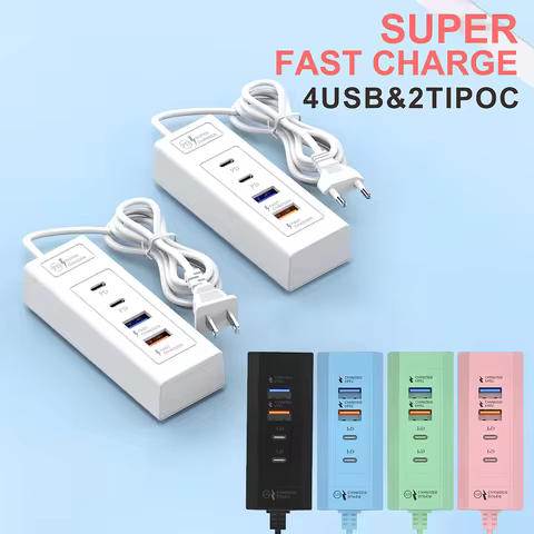 Multiport USB Charger 15W PD Type C Fast Charge Quick Wall Chargers USB Hub Adapter Mobile Phone EU 