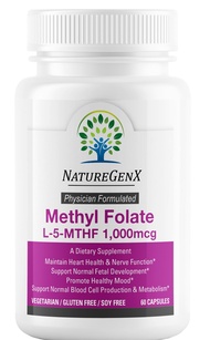 NatureGenX Methylfolate MTHRF Supplement - 1000 mcg Bioactive Vitamin B9 (5-MTHF) - Supports Pregnan