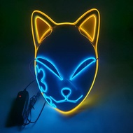 Led Mask COS Glowing Mask Demon Slayer's Blade Demon Slayer's Blade Demon Slayer's Full-Face Fox Mask COS Headgear LED Glowing Mask Demon Slayer's Blade Demon Slayer's Blade Demon Tanjirou Rabbit's True Wild Full-Face Fox Mask C