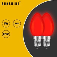 陽光 - (LED-C102B) LED燈膽(紅蠟燭膽) 2件裝 1W E12 LED燈泡 LED神枱燈