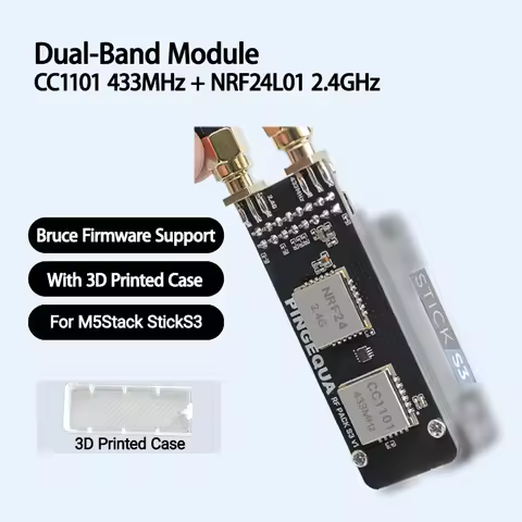 M5Stack StickS3 RF Backpack CC1101 433MHz NRF24L01+ PA LNA 2.4G Wireless Sniffer Module For Bruce OS