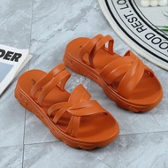 (6625) Sandal Slop Jelly Birken Korea Wanita Ban Ikat Silang Tali 2 Sol Tebal Empuk Keren Cantik Imp