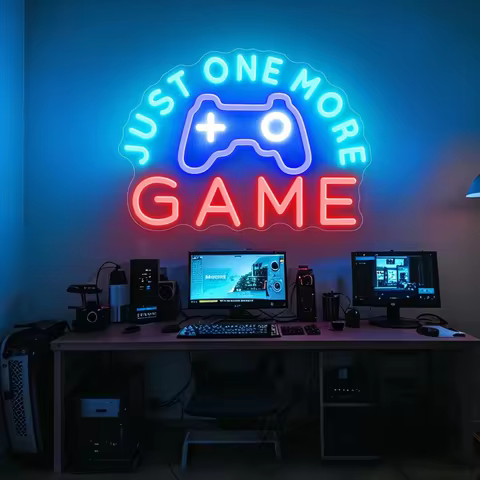 Just One More Game Neon Sign, Bedroom Gaming Room for Kids, Nursery Neon Sign, Neon Wall Sign Decor 