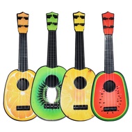 KEPTICA 4 Strings Simulation Ukulele Toy Adjustable String Knob Cartoon Fruit Small Guitar Toy Fashion Classical Musical Instrument Toy Children Toys