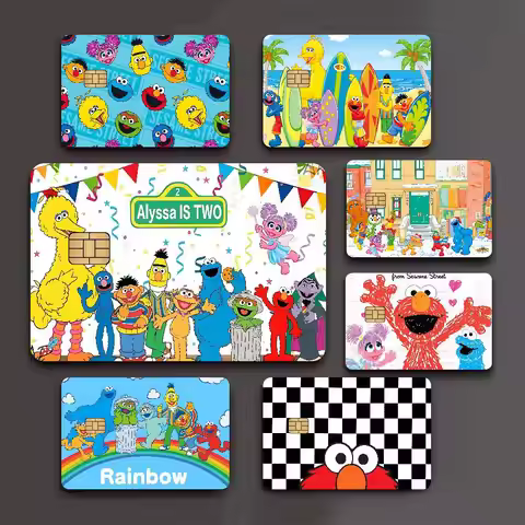 S-Sesame S-Street Credit Card Skin Stickers for VISA Bank Card Transportation Card Waterproof Sticke