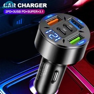 OPENMALL 66W 3 USB Ports Car Charger QC 3.0 Type-C 5-Port USB A + USB C Fast Adapter I2Y2