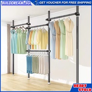 Adjustable Clothes Drying Rack Bedroom / Balcony / Living Room Clothes Rack Stand Floor To Ceiling Tension Pole Hanger Stand - Free Combination