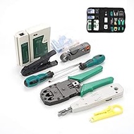 Network Tool Kit - TECHTOO Cable Repair Maintenance Tool Set 12 in 1 Including Cable Crimper, 8P8C 4
