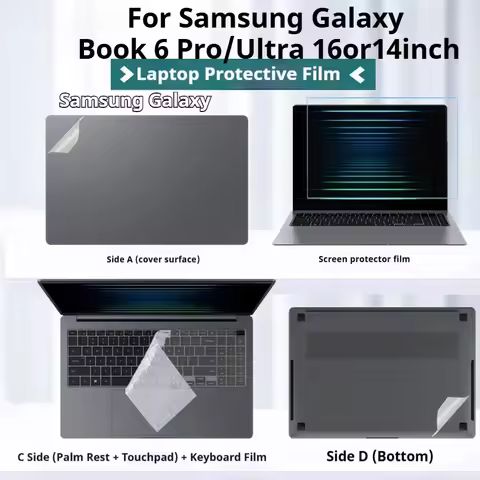 Frosted Transparent Sticker for Samsung Galaxy Book 6 Pro/Ultra 14inch 5/4 360 Edge 15.6-16inch Note