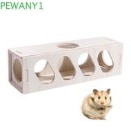 PEWANY1 Hamster Wooden Tunnel, Natural Exploring Secret Peep Shed, Small Animals Toy Gym Exercise Fu