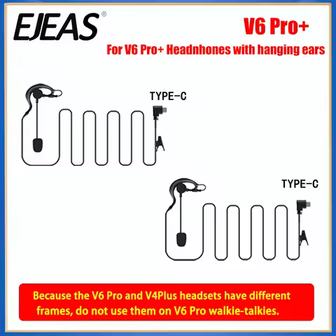 EJEAS V6C PRO+ Full Duplex Football Referee Earhook Earphones Referee Headphone Type-C for Vnetphone