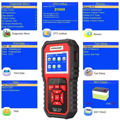 2026 UsefulKONNWEI KW850 Auto Professional Car Battery Diagnostic Tools OBD 2 Check Engine Check Aut