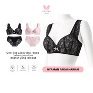 [LAST STOCK] Velora Bra One Set SEPARATE UNIT Lace No Wire AA03 Size 70A-80B