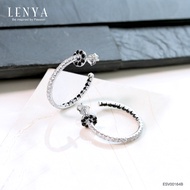 LENYA ต่างหู Black Spinel และ CZ ตัวเรือนเงินแท้ 925 ชุบทองคำขาว เสริมพลังอำนาจ