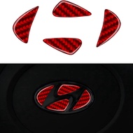 Compatible with Steering Wheel Logo Caps Accessories Carbon Fiber Emblem Badge Decal Cover Sticker for Hyundai Tucson Elantra Santa Kona Palisade Red