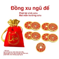 Decorative hanging bag, red velvet lucky bag with 9 lucky coins