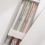 【結婚禮物】Lino系列 筷子筷架組2入禮盒 灰&粉