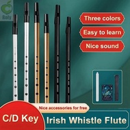 ROLY Irish Whistle Flute, 6 Holes Rich Tone Aluminum Tin Whistle, Traditional C/D Key Easy-to-learn 