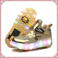 New【original】Ship Now  Kids heelys LED illuminated dual wheel high heels sneakers for children's rol