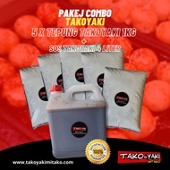 Set Niaga - Tepung Takoyaki Mix 5kg + Sos Takoyaki 4 Liter - Takoyaki Mitako