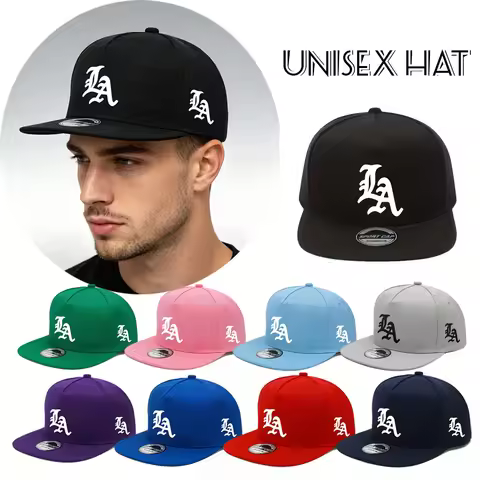 1pc "LA" Letters Print Snapback Cap-Adjustable,Funky Street Hip-Hop Style,Breathable Baseball Hat wi
