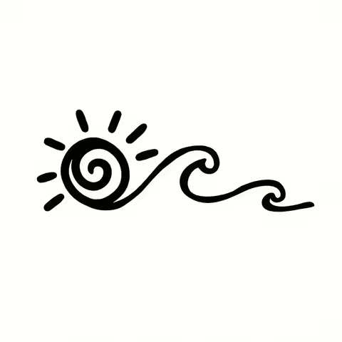 Car Sticker Ocean Decal Sun Decal Wave And Sun Decal