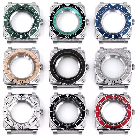 42mm NH35 Square Watch Case Fit 28.5mm Dial No logo For Seiko Bell & Ross BR-03 Diver NH35/NH36/4R A