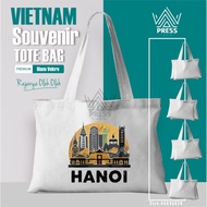 Souvenir Totebag, a typical Vietnam Souvenir, Hanoi Da Nang, White Blacu Material, many image varian