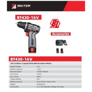 BEITER Cordless 2 Speed Drill with Brushless Motor BT430-16V 电钻
