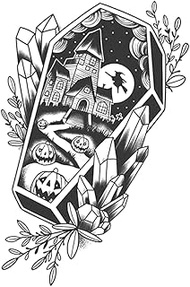 Cool Tattoos,Castle Coffin,Castle Tattoos,Real Tattoo Look,Resilience,Lasts 1-2 Weeks,Water-Resistan