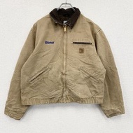 古著 Carhartt Detroit 全拉鍊帆布夾克，帶毯子內襯，ブラウン，L 碼