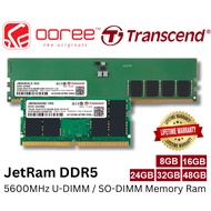 TRANSCEND JETRAM DESKTOP PC (U-DIMM) / LAPTOP NOTEBOOK (SO-DIMM) 5600MHZ DDR5 MEMORY RAM - 8GB 16GB 